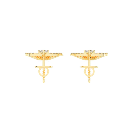 0.75Ct Round Shape Yellow Gold Fancy Studs Earrings