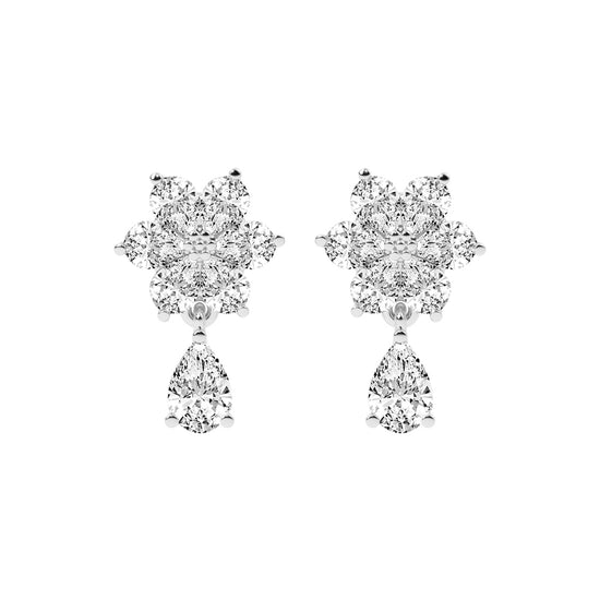 3.25Ct Pear Shape Gold Fancy Studs Earrings