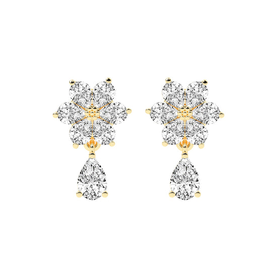 3.25Ct Pear Shape Gold Fancy Studs Earrings