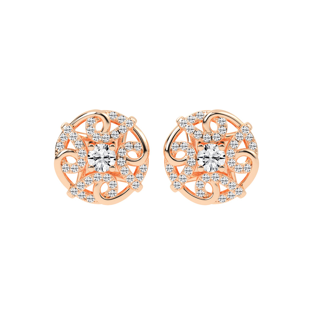 0.5Ct Round Shape Gold Fancy Studs Earrings
