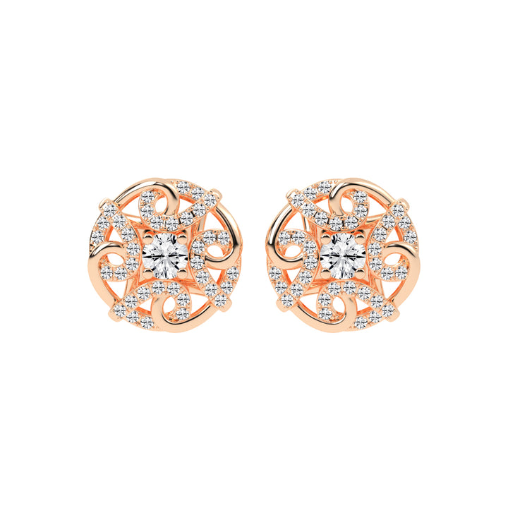 0.5Ct Round Shape Gold Fancy Studs Earrings