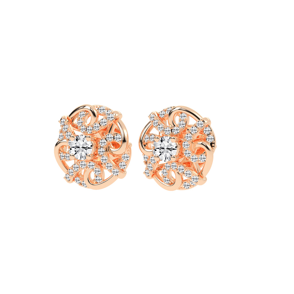 0.5Ct Round Shape Gold Fancy Studs Earrings