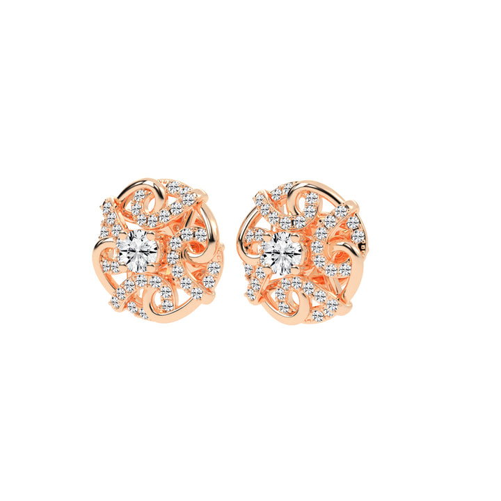 0.5Ct Round Shape Gold Fancy Studs Earrings
