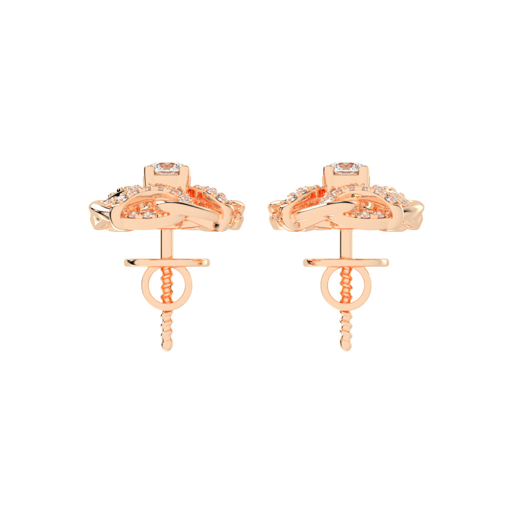 0.5Ct Round Shape Gold Fancy Studs Earrings