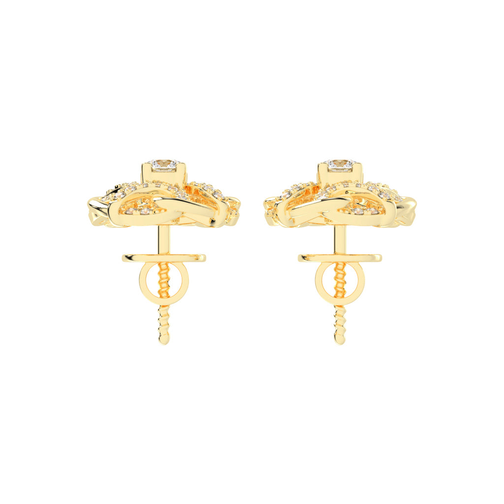0.5Ct Round Shape Gold Fancy Studs Earrings