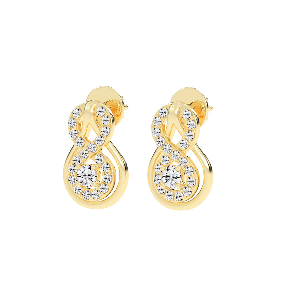 0.5Ct Round Shape Rose Gold Fancy Studs Earrings