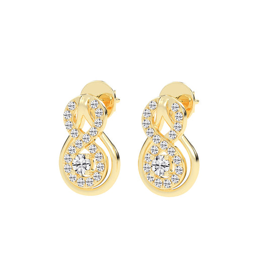0.5Ct Round Shape Rose Gold Fancy Studs Earrings