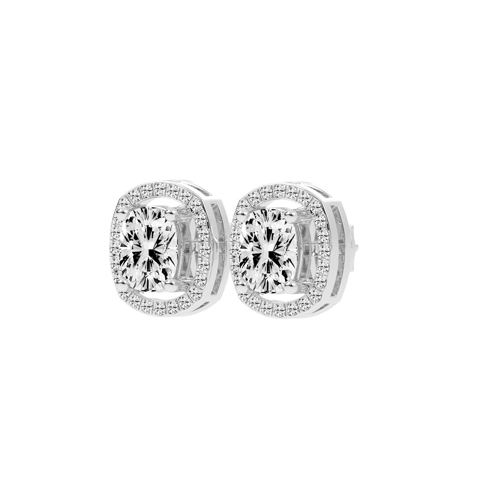 2.25Ct Cushion Shape Rose Gold Halo Studs Earrings