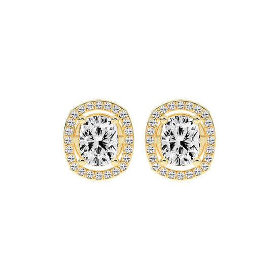 2.25Ct Cushion Shape Rose Gold Halo Studs Earrings