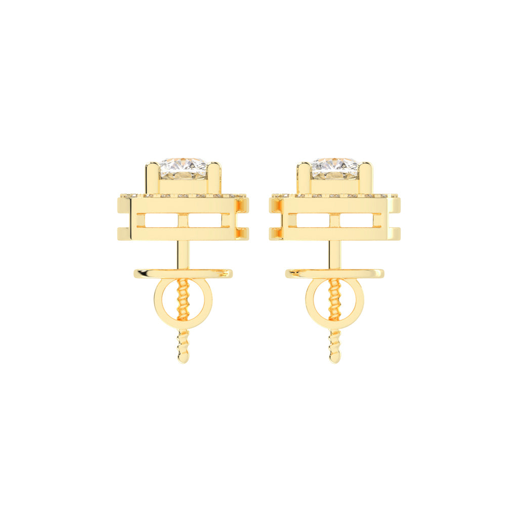 2.25Ct Cushion Shape Rose Gold Halo Studs Earrings