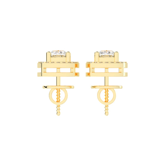 2.25Ct Cushion Shape Rose Gold Halo Studs Earrings