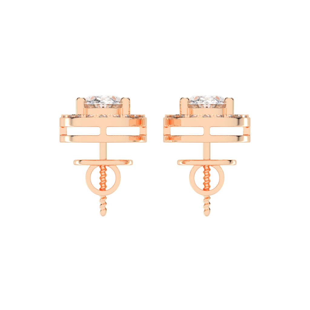2.25Ct Oval Shape Gold Halo Studs Earrings