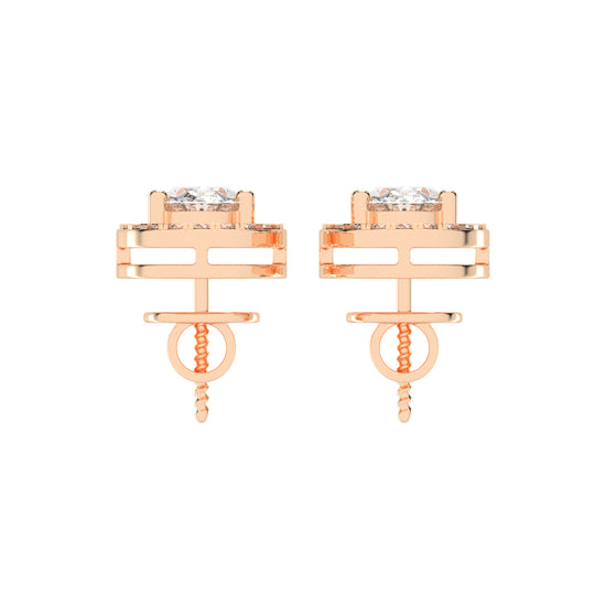 2.25Ct Oval Shape Gold Halo Studs Earrings