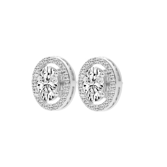 2.25Ct Oval Shape Gold Halo Studs Earrings