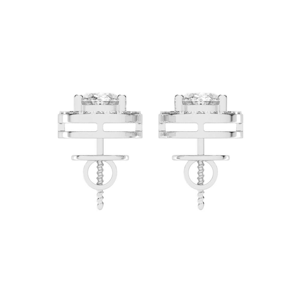 2.25Ct Oval Shape Gold Halo Studs Earrings