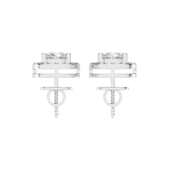 2.25Ct Oval Shape Gold Halo Studs Earrings