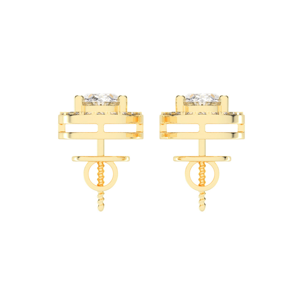 2.25Ct Oval Shape Gold Halo Studs Earrings