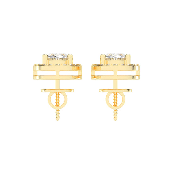 2.25Ct Oval Shape Gold Halo Studs Earrings