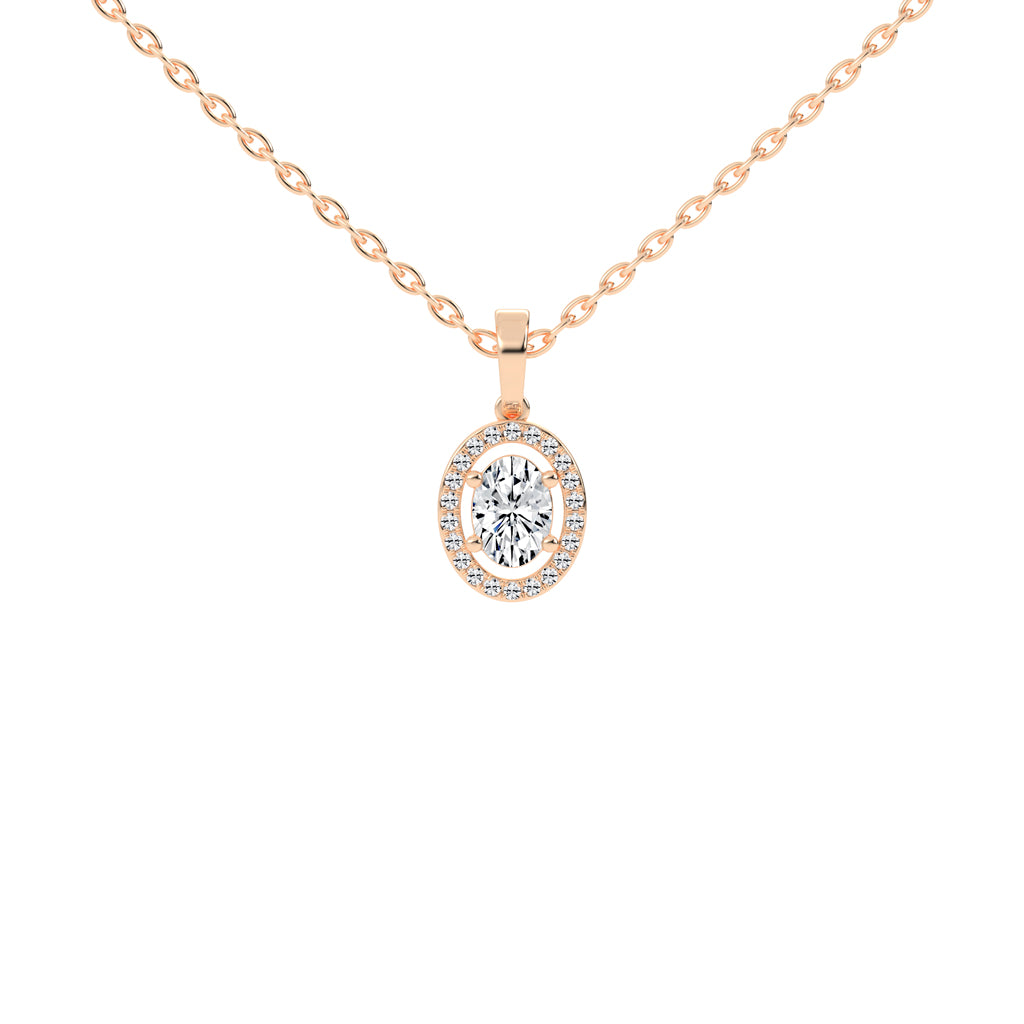 Madora 1.25Ct Oval Cut Halo Lab Diamond Pendant