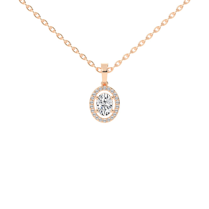 Madora 1.25Ct Oval Cut Halo Lab Diamond Pendant