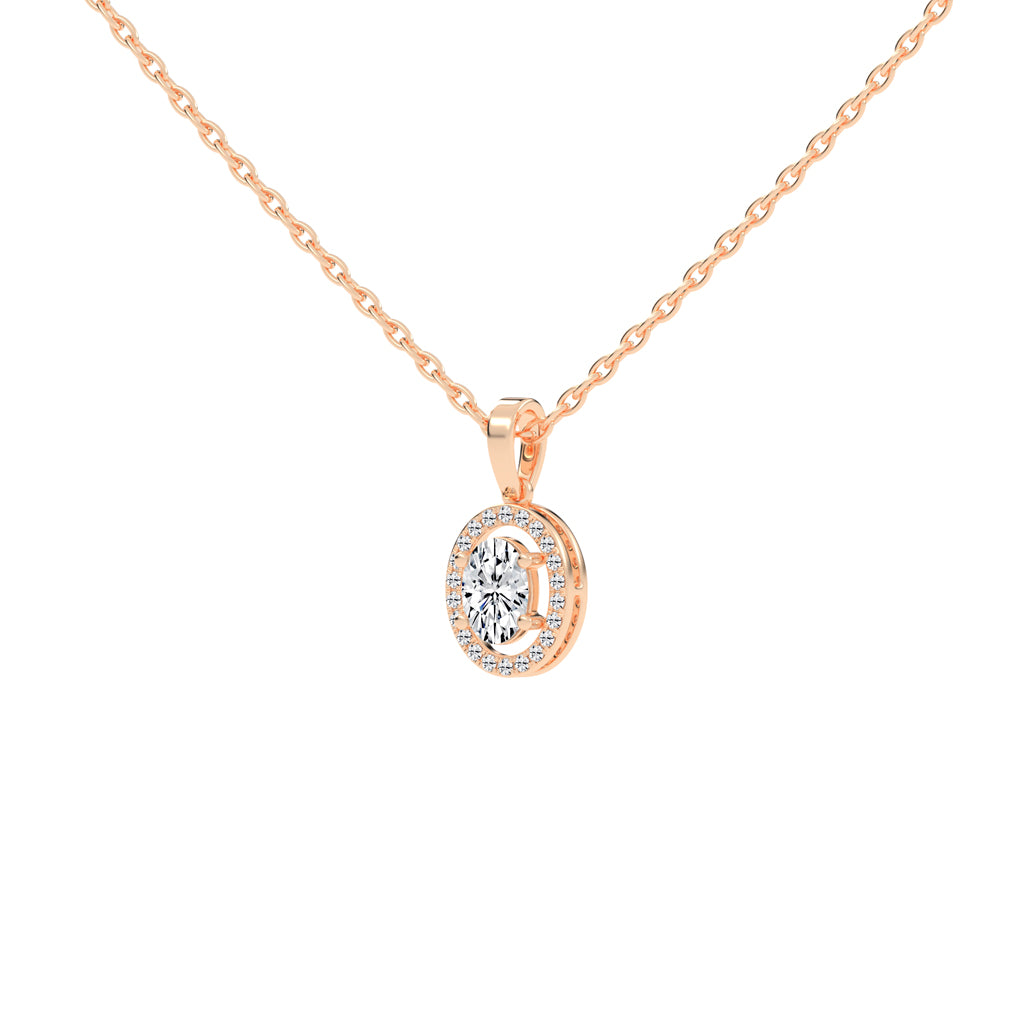 Madora 1.25Ct Oval Cut Halo Lab Diamond Pendant