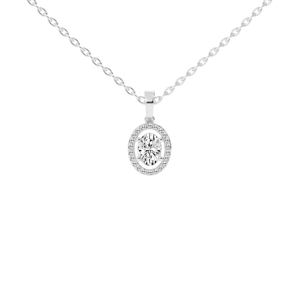 Madora 1.25Ct Oval Cut Halo Lab Diamond Pendant