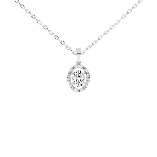 Madora 1.25Ct Oval Cut Halo Lab Diamond Pendant
