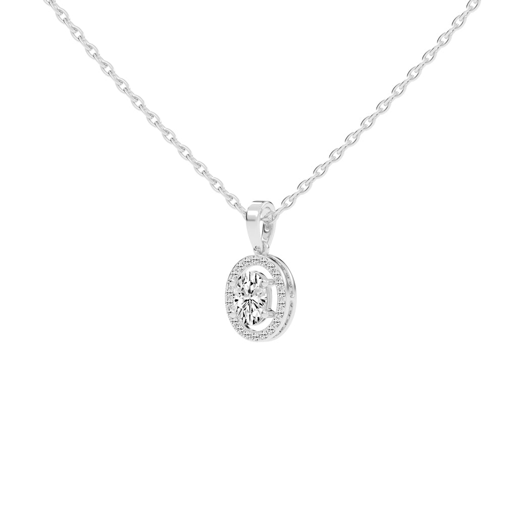 Madora 1.25Ct Oval Cut Halo Lab Diamond Pendant