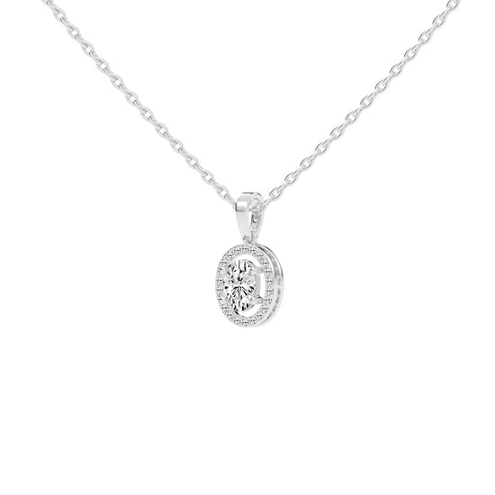 Madora 1.25Ct Oval Cut Halo Lab Diamond Pendant