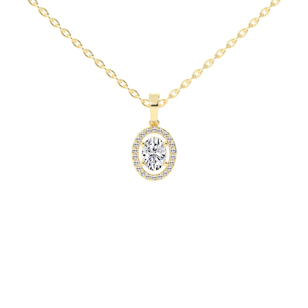 Madora 1.25Ct Oval Cut Halo Lab Diamond Pendant