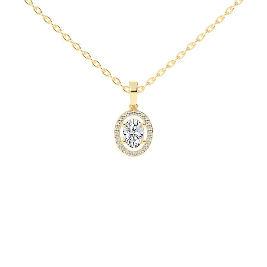 Madora 1.25Ct Oval Cut Halo Lab Diamond Pendant