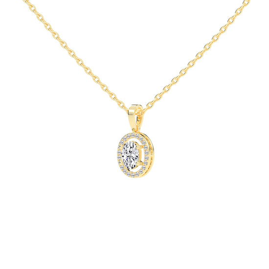 Madora 1.25Ct Oval Cut Halo Lab Diamond Pendant