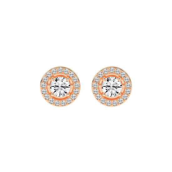 0.5Ct Round Shape Gold Halo Studs Earrings