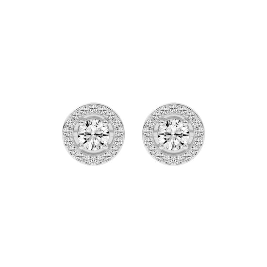 0.5Ct Round Shape Gold Halo Studs Earrings