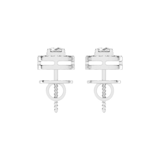 0.5Ct Round Shape Gold Halo Studs Earrings