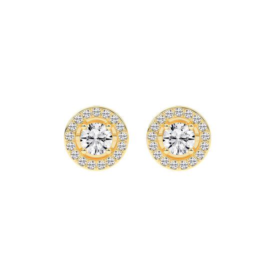 0.5Ct Round Shape Gold Halo Studs Earrings