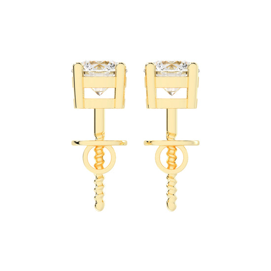 1Ct Round Shape Rose Gold Solitaire Studs Earrings