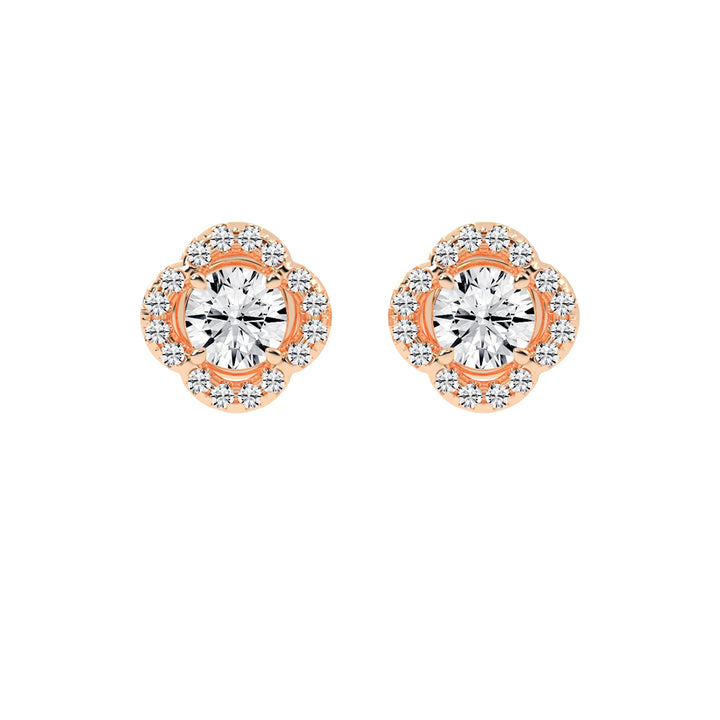 1.5Ct Round Shape Yellow Gold Halo Studs Earrings