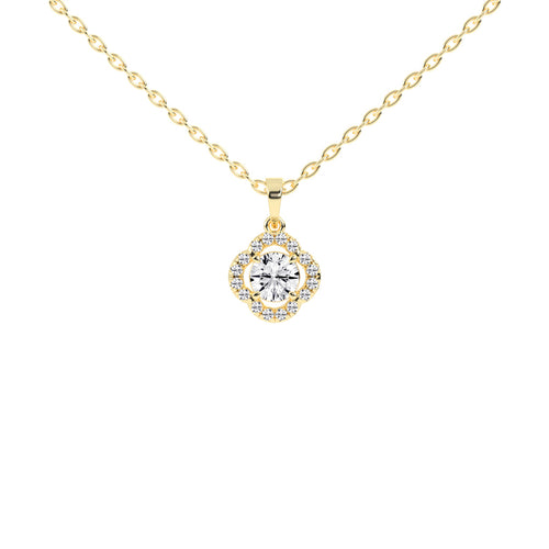 Corina 1.25Ct Round Cut Flower Halo Lab Diamond Pendant