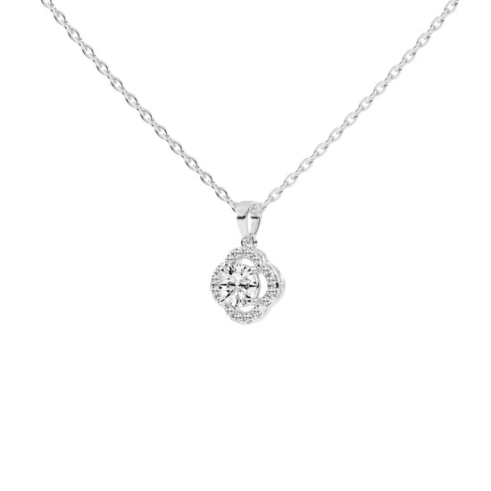 Corina 1.25Ct Round Cut Flower Halo Lab Diamond Pendant
