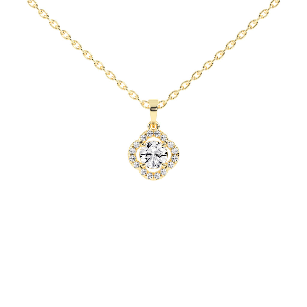 Corina 1.25Ct Round Cut Flower Halo Lab Diamond Pendant