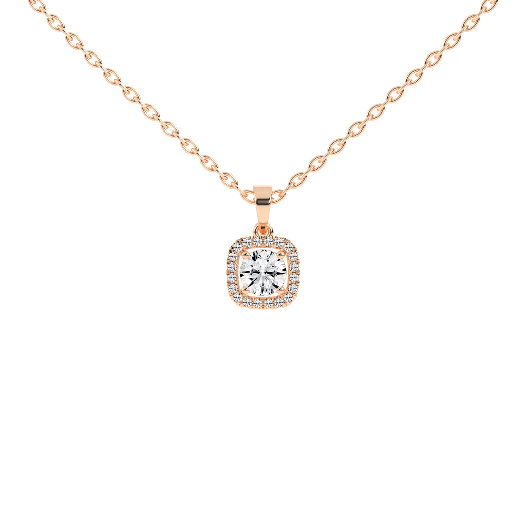 Seraphis 1Ct Round Cut Square Halo Lab Diamond Pendant