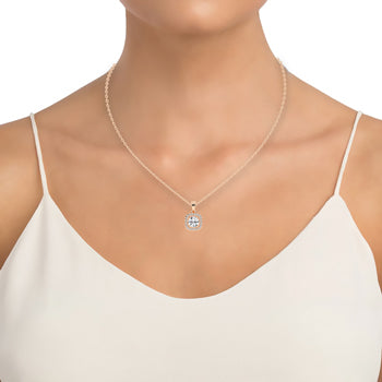 Seraphis 1Ct Round Cut Square Halo Lab Diamond Pendant