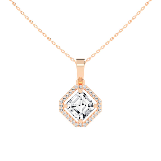 Dorian Asscher Cut Halo Lab Diamond Pendant