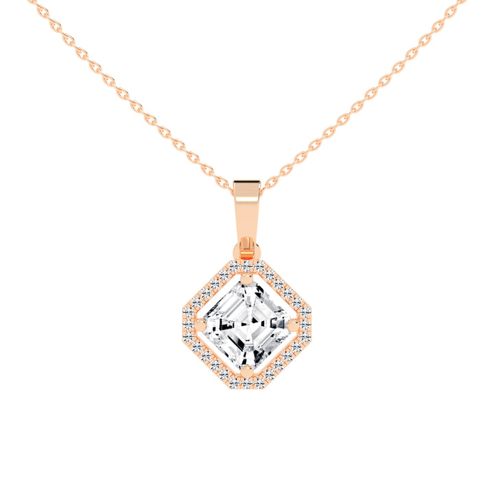 Dorian Asscher Cut Halo Lab Diamond Pendant