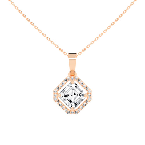 Dorian Asscher Cut Halo Lab Diamond Pendant