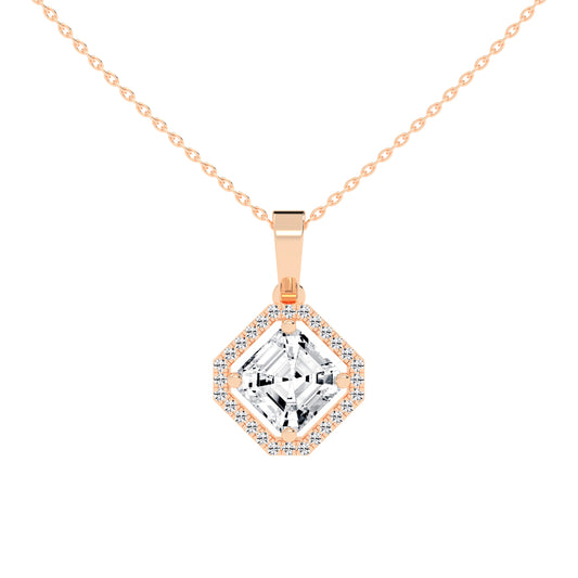 Dorian Asscher Cut Halo Lab Diamond Pendant