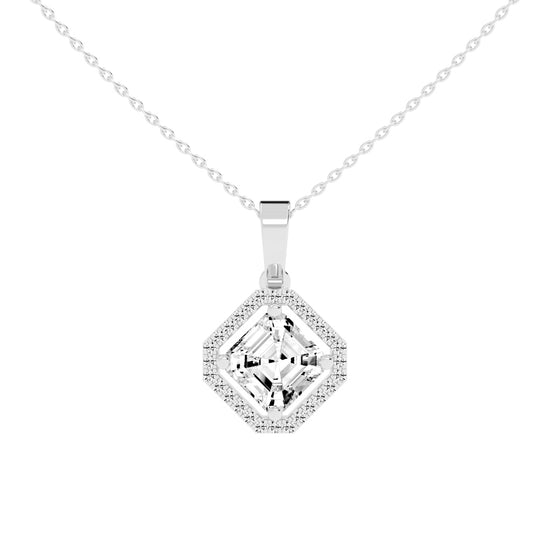 Dorian Asscher Cut Halo Lab Diamond Pendant