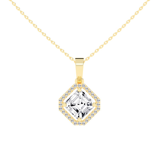 Dorian Asscher Cut Halo Lab Diamond Pendant
