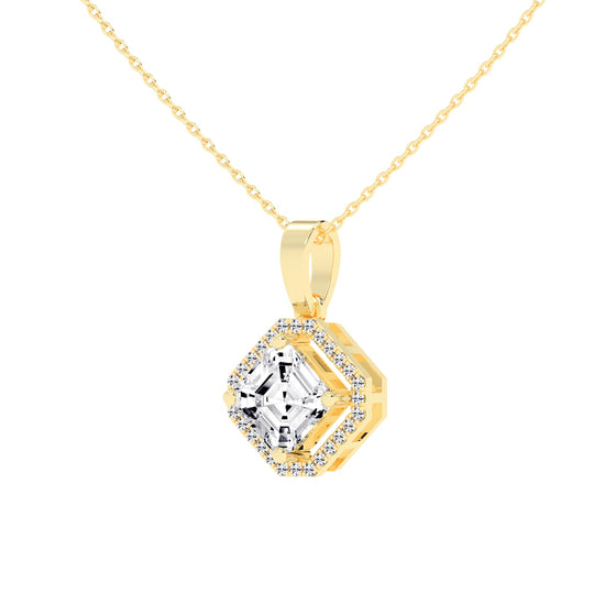 Dorian Asscher Cut Halo Lab Diamond Pendant